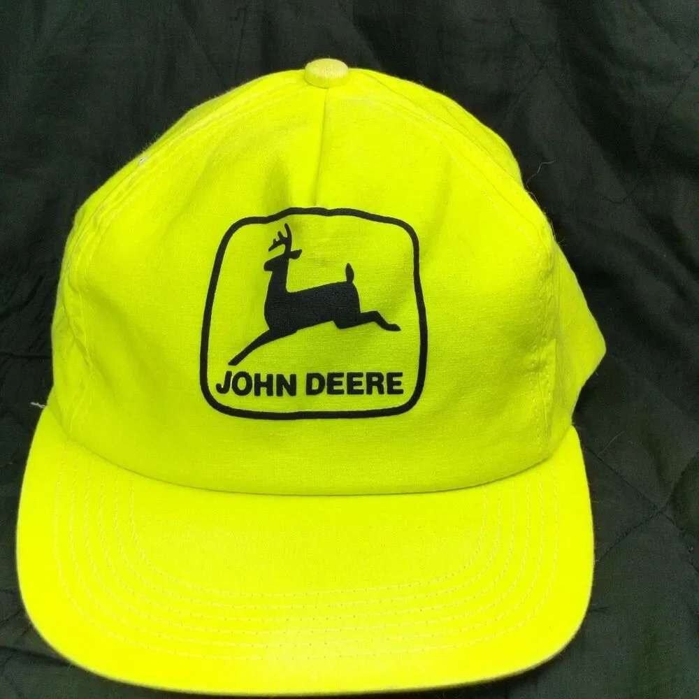 John Deere Hat Baseball Cap Men's Adjustable Neon Yellow K-Products USA